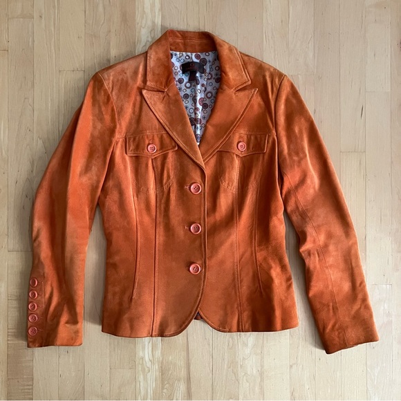 Danier suede jacket blazer orange Medium - Picture 1 of 11
